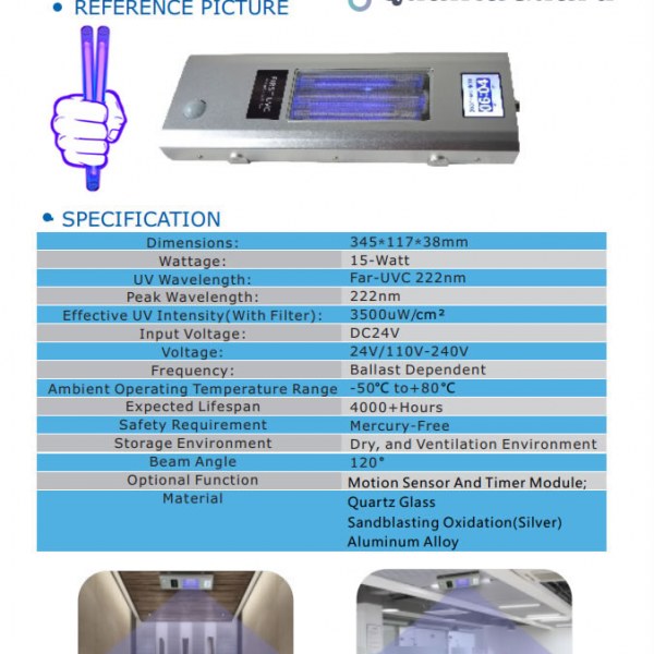 First UVC 15-watt Luminaire Far-UVC 222nm Light