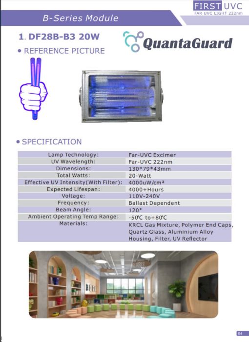 2b-quantaguard-Far-UV-Lamps-DF19B-15W-24V-Far-UVC-DF28B-3B-20W-110v-240V-Far-UVC-Excimer-222nm