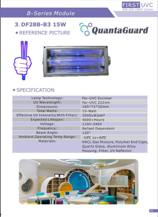 3b-quantaguard-Far-UV-Lamp-module-DF15B-1B-5W-110v-240vV-Far-UVC-DF28B-3B-15W-110v-240V-Far-UVC-Excimer-222nm