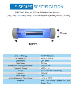 Far-uvc-Quantalamp-specs-F-Series-FirstUVC-24V-Far-UV-222nm-20-watt-Excimer-far-uvc-222nm-20-watt-Lamp-f28-24v-dc