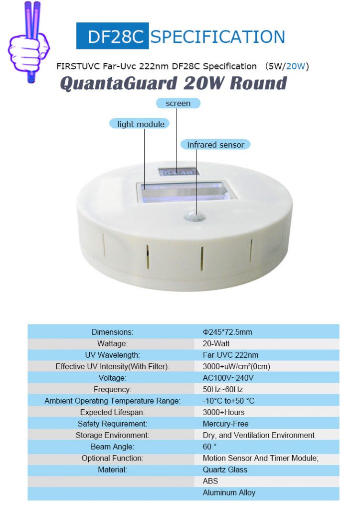 Far-uvc-Quantalamp-specs-QuantaGuard-20W-Round-DC-24V-far-uv-filtered-222nm