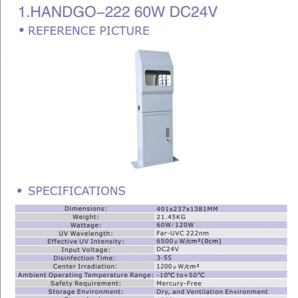 120W Soapless Filtered Far-UVC Industrial Photonic Hand Cleaner Station