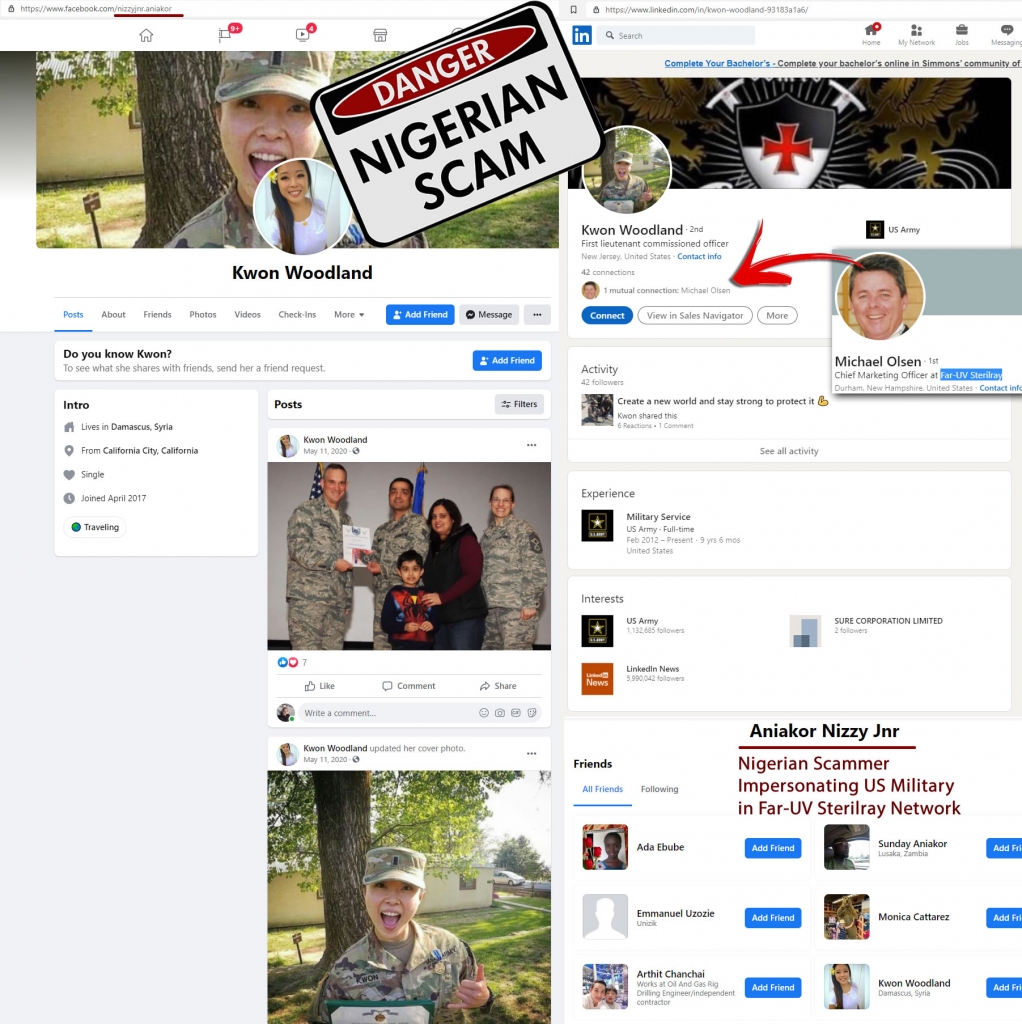 michael-olsen-chief-marketing-officer-far-uv-sterilray-connected-to-Nigerian-Scammer-Impersonating-US-Military-birds-of-a-feather-flock-together