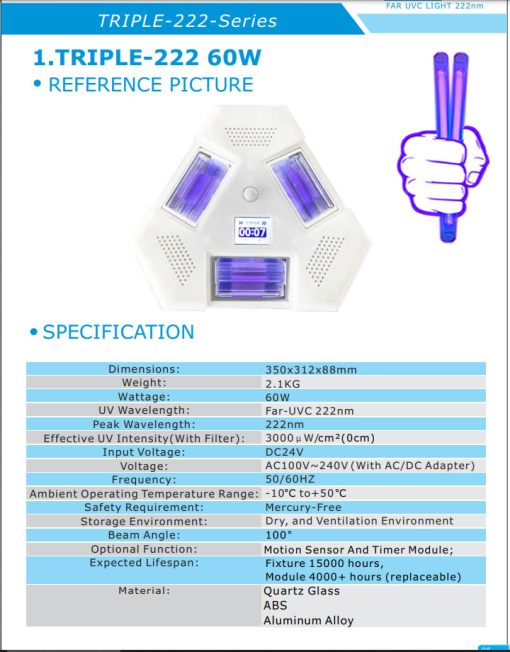 far-uvc-60w-triple-222nm-20w-filtered-222nm-excimer-lamps-at-30-degrees-angle-24v-dc-input60-watt